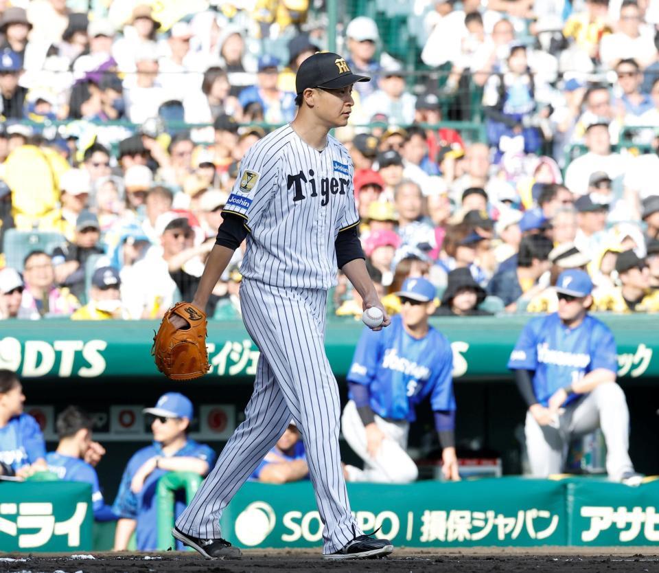 ８回、蝦名に同点打を許した大竹（撮影・西田忠信）