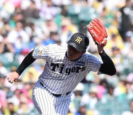 ４回、宮﨑に中前打を許す才木（撮影・西田忠信）