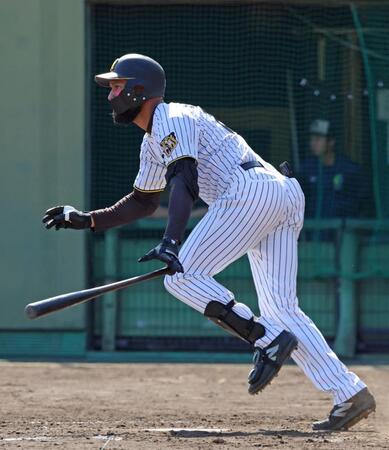 ８回、中前へ適時打を放つコンスエグラ（撮影・立川洋一郎）