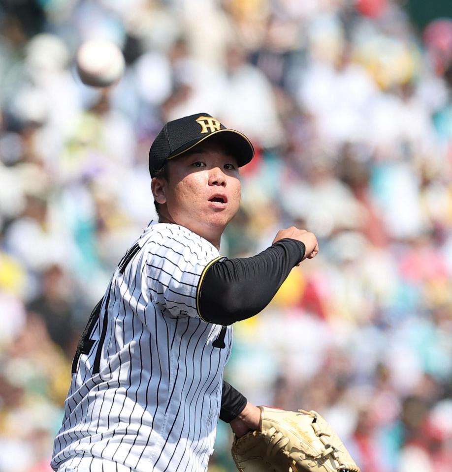 ３回、田村を投ゴロに仕留める村上（撮影・西田忠信）