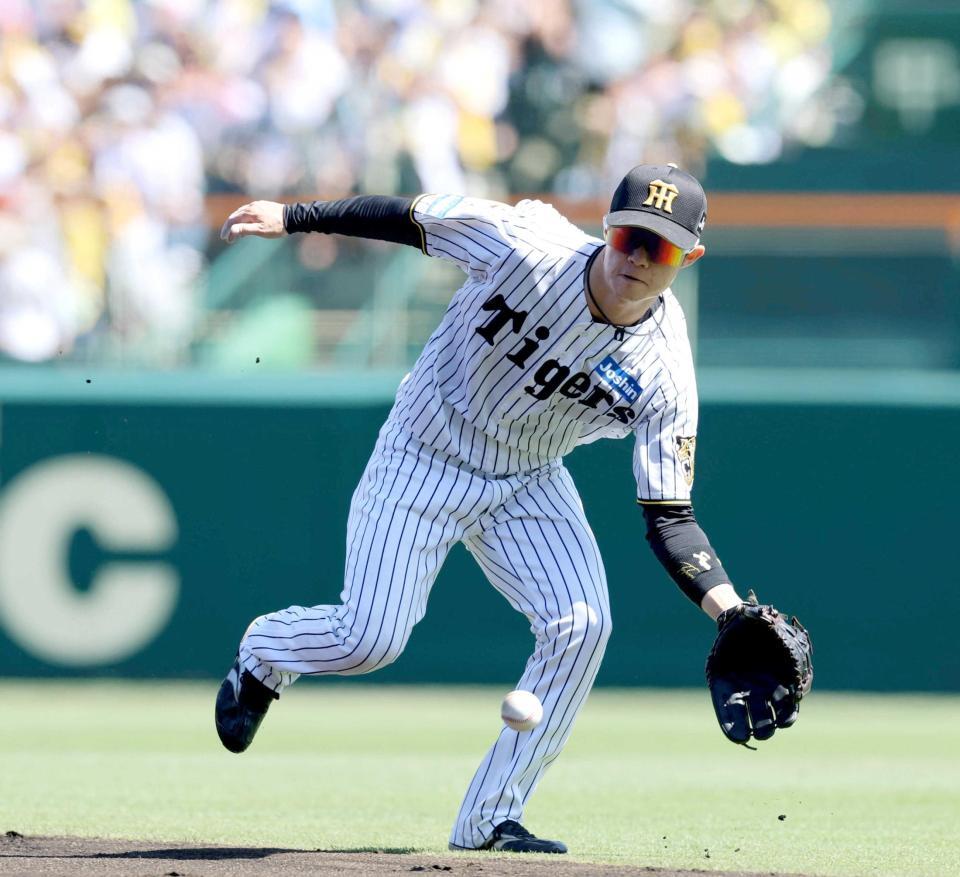 　２回、中野は野間の打球を好捕（撮影・山口登）
