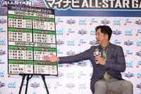 セ・リーグの出場候補各選手の魅力について、説明する阪神・藤川球児監督（撮影・坂部計介）