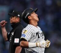 ２回、遊ゴロに倒れた立石（撮影・西田忠信）