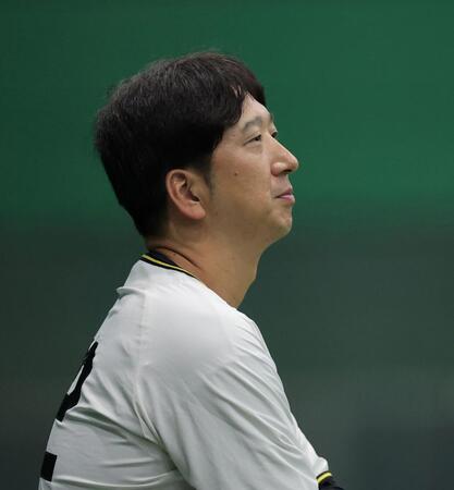 練習を見る藤川監督（撮影・西田忠信）
