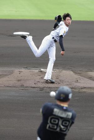 １回、杉本に左前打打を許した早瀬（撮影・坂部計介）