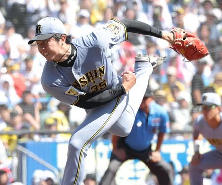 ロッテ打線を相手に力投する才木（撮影・西岡正）