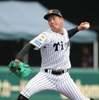 ６回、登板した伊原（撮影・坂部計介）