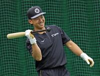 明るい表情を見せて練習する立石（撮影・立川洋一郎）