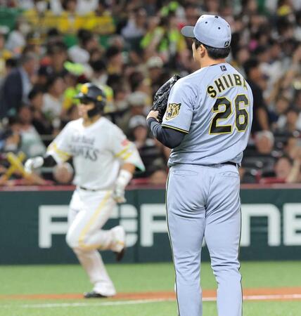 　４回、野村勇（左）にソロを浴びた椎葉（撮影・西田忠信）