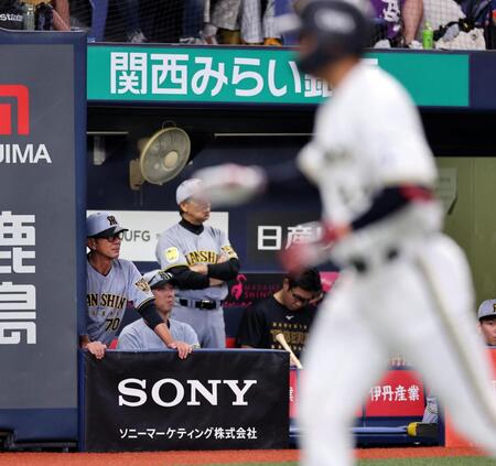 １回、村上が紅林にソロを打たれ、ベンチの藤川監督は厳しい表情を見せる（撮影・山口登）