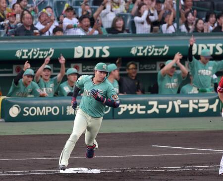２回、先制２ランを放ちダイヤモンドを回る大山（撮影・立川洋一郎）