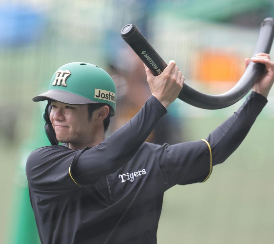 トレーニングする中野（撮影・西田忠信）