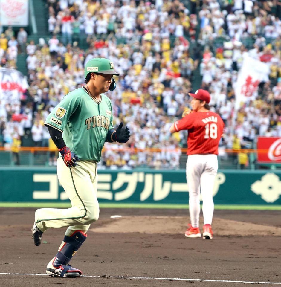 ２回、大山は先制２ランを放ちベースを回る（撮影・山口登）