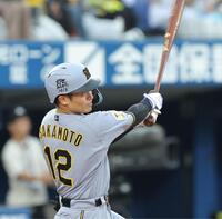 １回、右越えに２ランを放つ坂本（撮影・西岡正）