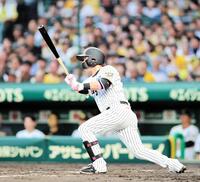 ２回、左前打を放つ浜田（撮影・山口登）