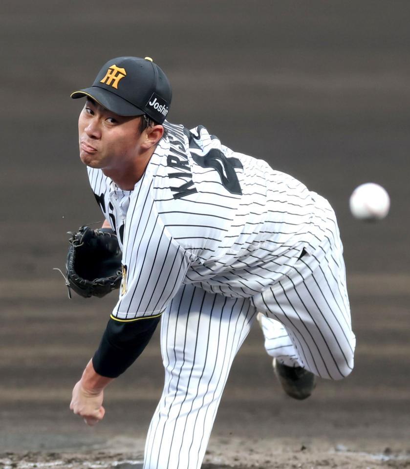 巨人打線を相手に力投する先発の桐敷（撮影・立川洋一郎）