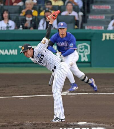２回、板山に中前打を打たれる才木園（撮影・立川洋一郎）