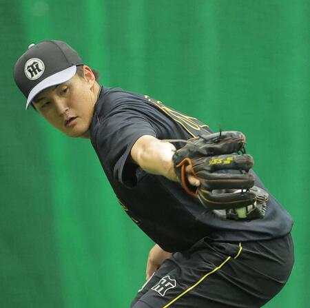 １軍に合流し、守備練習をする元山（撮影・西田忠信）