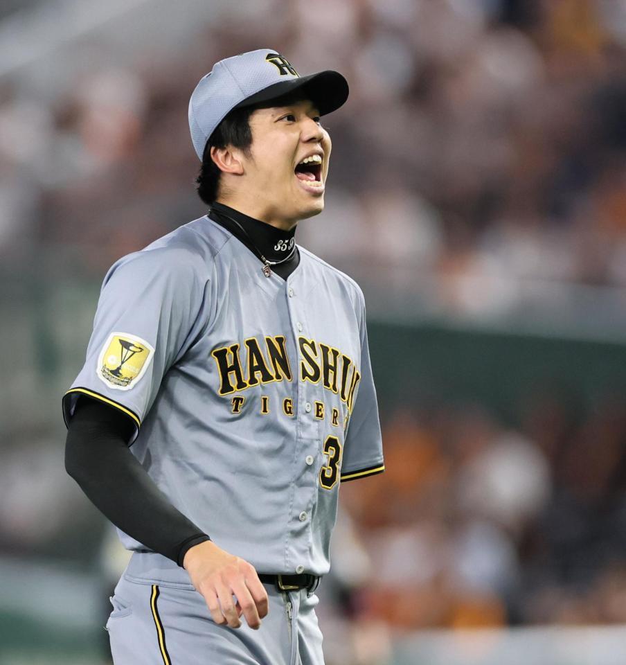 ３回、声を張り上げる才木（撮影・田中太一）