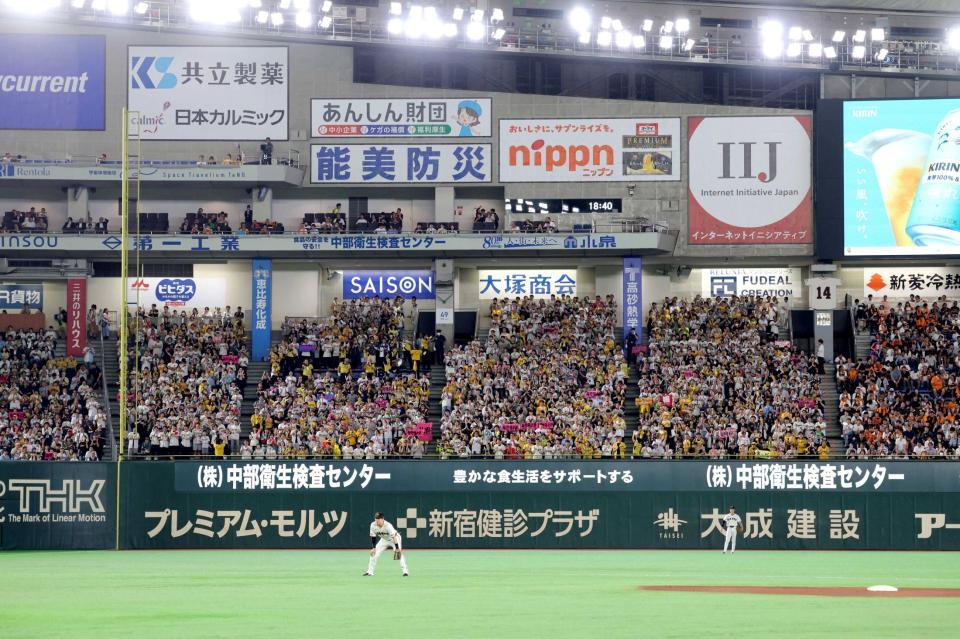 　１回、森下の先制ソロが入ったレフトテラス席（撮影・西岡正）