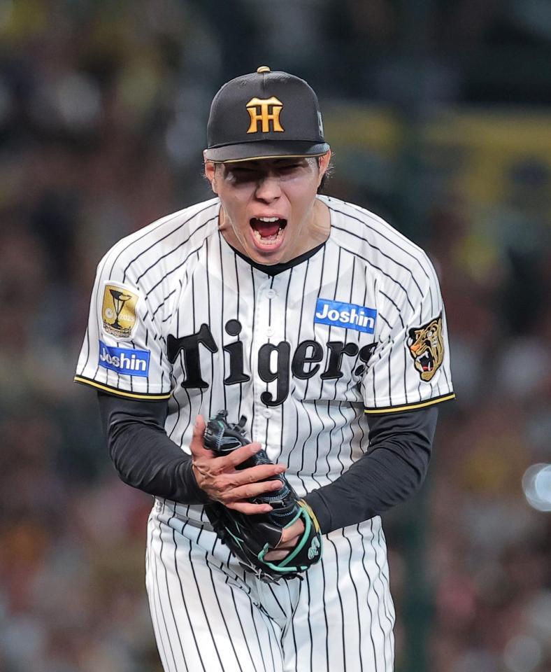 ８回、サンタナを三振に仕留め、ほえる工藤（撮影・西田忠信）