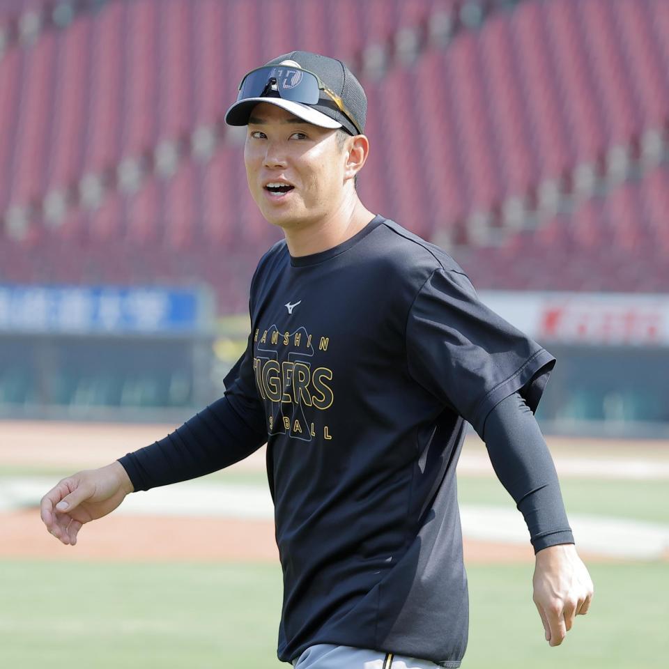 １軍に合流した糸原（撮影・西田忠信）