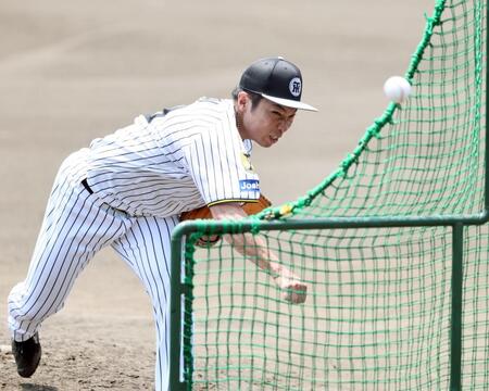 ライブＢＰで力強く投げ込む石井（撮影・田中太一）