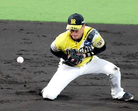 　４回、小浜の打球をファンブルする元山（撮影・立川洋一郎）