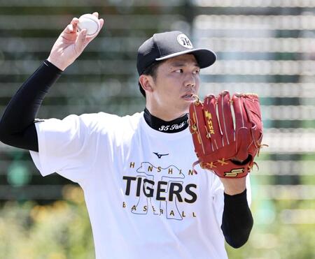 　後半戦に向けて調整する才木（撮影・田中太一）