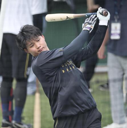打撃練習をする森下（撮影・田中太一）