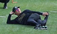 グラウンドに姿を見せた森下（撮影・金田祐二）