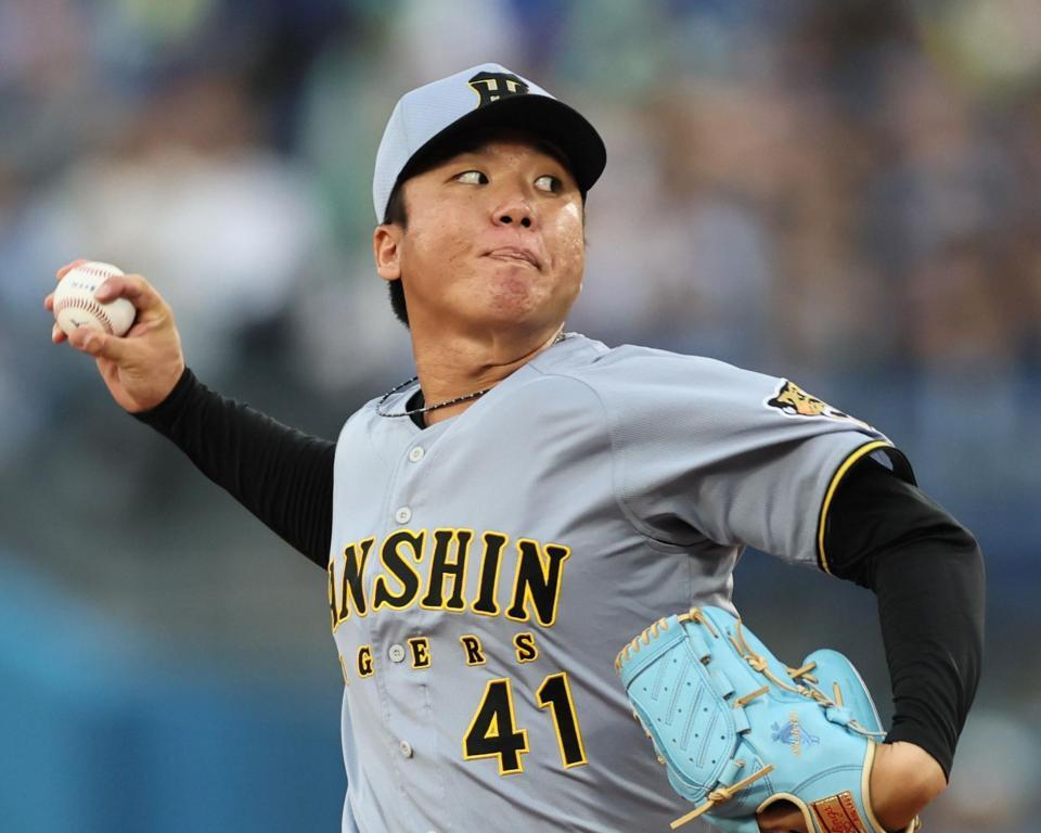 先発し、投げ込む村上（撮影・田中太一）