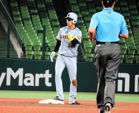 ３回、盗塁を決めた岡城