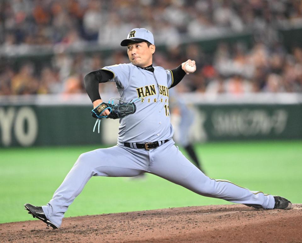 ８回から３番手として登板した岩崎（撮影・堀内翔）