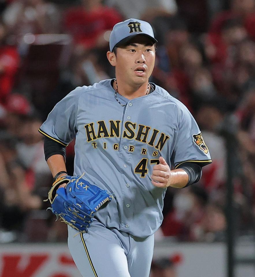 ８回を無失点に抑えた阪神・桐敷拓馬＝マツダスタジアム（撮影・西田忠信）