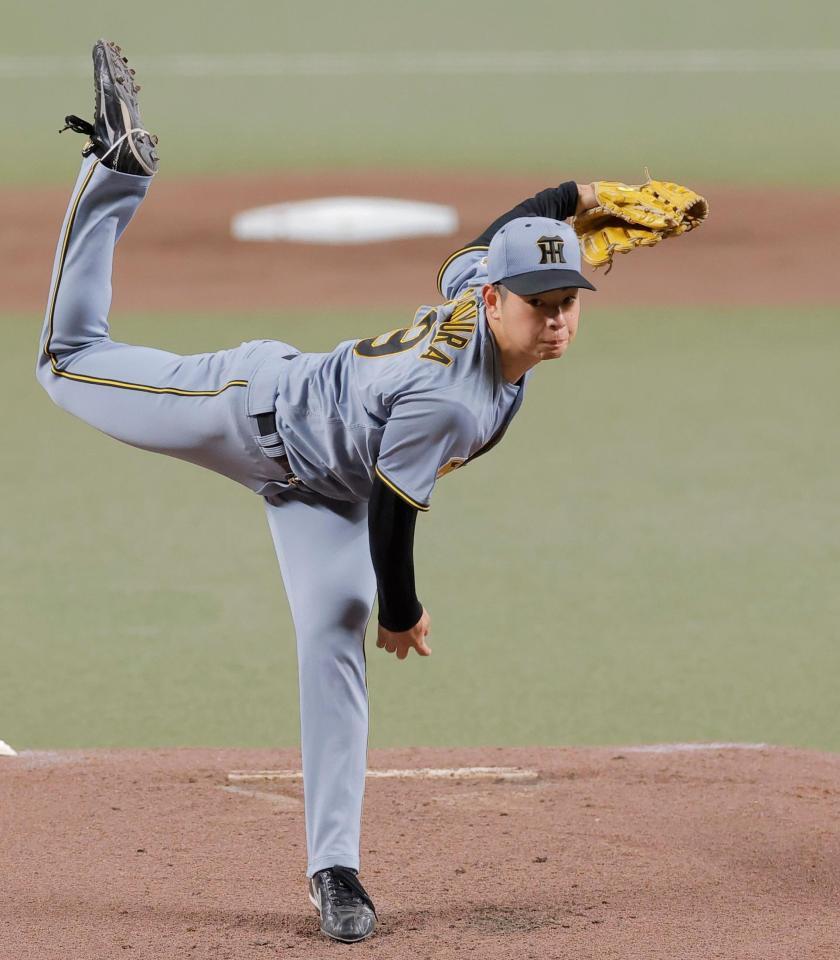 力投する先発の阪神・下村海翔＝バンテリンドームナゴヤ（撮影・西田忠信）