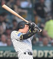 １回、先制ソロを放つ近本（撮影・飯室逸平）