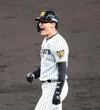 ４回、適時内野安打を放ち吠える元山（撮影・山口登）