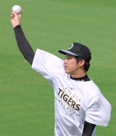 登板に向けて汗を流す才木（撮影・立川洋一郎）