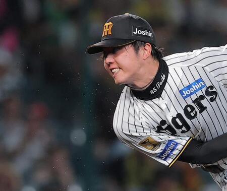 ５回、汗を飛ばして力投する才木（撮影・西田忠信）