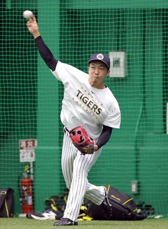 キャッチボールをして調整する石井（撮影・立川洋一郎）