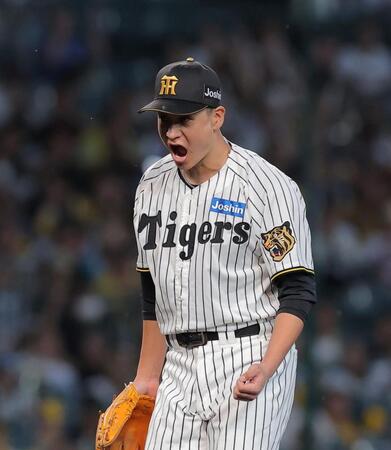 １回、エンカーナシオンを三振に仕留め、ほえる大竹（撮影・西田忠信）