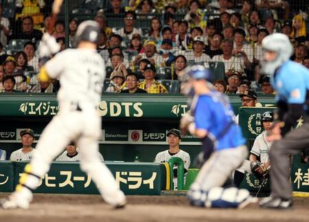 ９回、坂本（手前）が三振に倒れＤｅＮＡに連敗を喫した藤川監督（撮影・田中太一）
