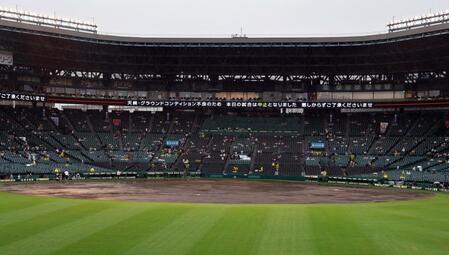 天候、グラウンドコンディション不良で中止となった＝甲子園（撮影・山口登）