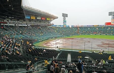 降雨によるグラウンドコンディション不良のために中止となった阪神対広島２０回戦（撮影・立川洋一郎）