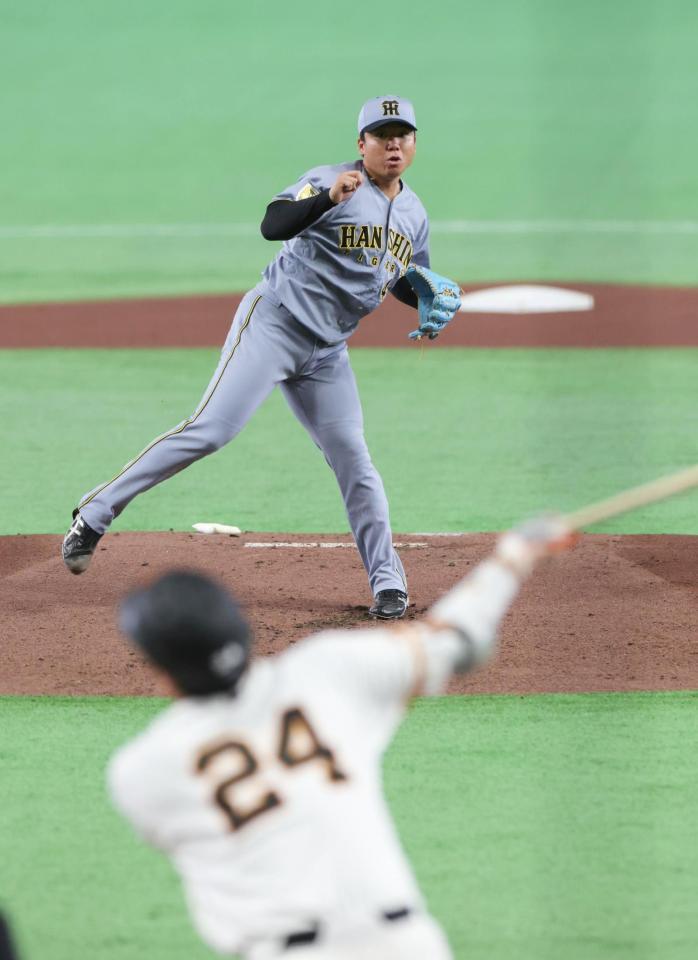 １回、大城を空振り三振にしとめた村上（撮影・佐々木彰尚）
