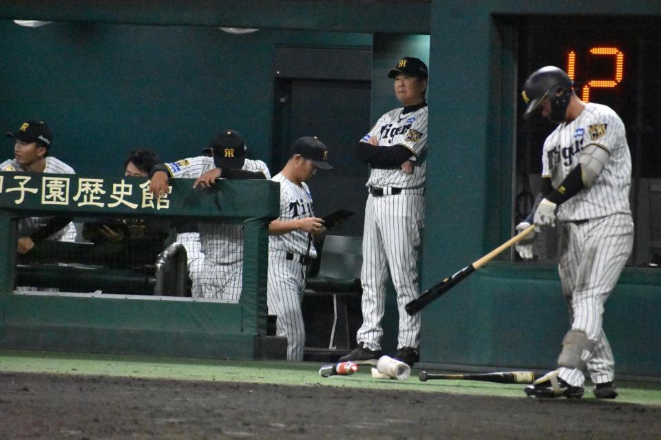 戦況をベンチから見つめる平田２軍監督