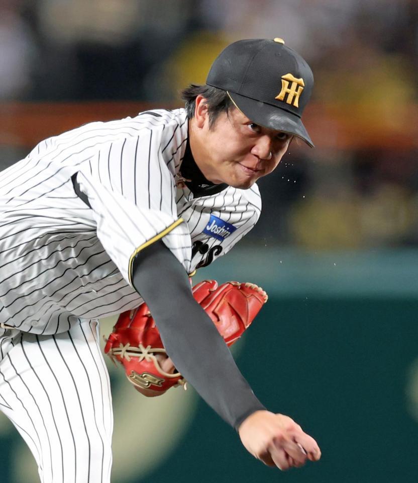 ＤｅＮＡ打線を相手に力投する才木（撮影・立川洋一郎）