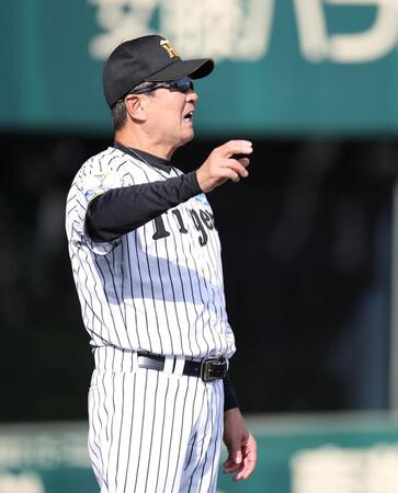 ４回裏の攻撃を終え、選手交代を告げる平田２軍監督（撮影・中田匡峻）