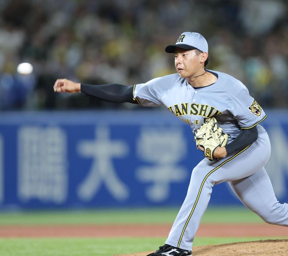 ３回に登板し力投する阪神・神宮僚介＝神宮球場（撮影・西岡正）